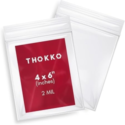 THOKKO Clear Reclosable Bags, Single Track Zipper 2 Mil Thickness Zip Plastic Poly Bags (100) (4X6)