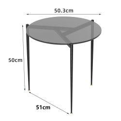 UNHO Modern Glass Coffee Table:round Sofa Side Table Tempered Glass Top Decorative Center Table \w Metal Legs Stand for Living Room Apartment