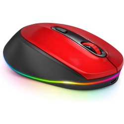 RISOPHY Wireless Mouse, Rechargeable Light Up Mouse for Laptop, Small Cordless Mice \w Quiet Click Led Rainbow Lights for PC Laptop Kids Chromebook