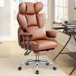COOLHUT High Back Executive Chair, Big & Tall Computer Chair \w Footrest, Swivel Reclining Beautiful Pu Leather Chair, Large Ergonomic Home Office