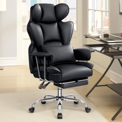 COOLHUT Office Chair, Big & Tall Executive Office Chair \w Footrest, Beautiful Pu Leather Computer Chair, Ergonomic Reclining Chair High Back \w