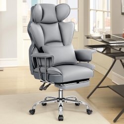 COOLHUT High Back Executive Chair, Big & Tall Computer Chair \w Footrest, Swivel Reclining Beautiful Pu Leather Chair, Large Ergonomic Home Office