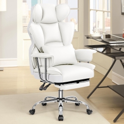 COOLHUT Office Chair, Big & Tall Executive Office Chair \w Footrest, Beautiful Pu Leather Computer Chair, Ergonomic Reclining Chair High Back \w