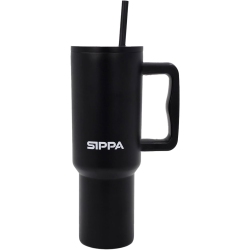 SIPPA 40 OZ Tumbler \w Straw And Lid, Reusable Stainless Steel Tumbler Cup, Double Wall Vacuum Insulated Tumbler \w Handle, Leak Proof Travel Mug For