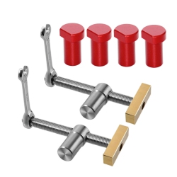 ORIGINAL 2PCs Woodworking Desktop Clip \w 4 PCs Dog Holes Stop Fast Fixed Dog Hole Clip Clamp Brass Stainless Steel Fixture Vise Benches Joinery