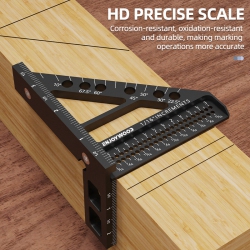 ORIGINAL Enjoywood 3D Multi-Angle Measuring Ruler Square Protractor Hole Positioning Inch/mm Imperial Metric Durable Aluminum Alloy T-Type Triangle