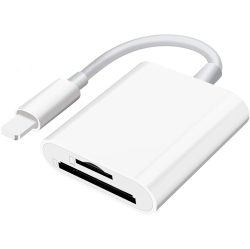 SD Card Reader for iPhone iPad Camera, Dual Card Slot Memory Card Reader Supports SD and TF Card Trail Camera Viewer Sd Card Adapter Portable Micro Sd Card Reader No Application Req