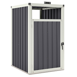 OUTSUNNY Single Garbage Bin Shed, 29" X 32" X 48" Outdoor Storage Shed \w Lockable Door And 180° Openable Lid, Galvanized Garbage Cabinet For