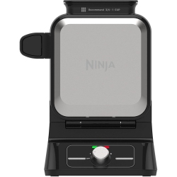 NINJA Bw1000C Belgian Waffle Maker, Nonstick, 5 Shade Settings, Easy to Clean, Black/silver, 12 Inch