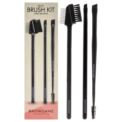 BROWGAME Brow Brush Kit By for Women - 3 PC Signiture Combo Brow Brush, Signiture Angled Brow Brush, Dual Ended Brow Brush