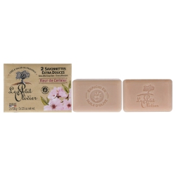 LE PETIT OLIVIER Extra Mild Soap Bars - Cherry Blossom By for Men - 2 X 3.5 OZ Soap