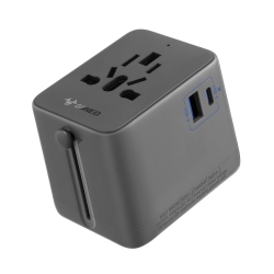GONEO Universal Travel Adapter, 20W International Power Adapter 6A 1 USB C 1 USB A Ports, Plug Adaptor Travel Worldwide, Travel Charger Outlet