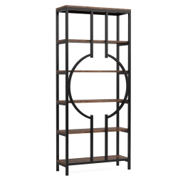 TRIBESIGNS 70.9" Bookshelf, 6-Tier Etagere Bookcase, Wood Book Sotrage Shelving Unit for Home Office, Vintage In Brown