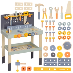 QABA Kids Workbench, Kids Tool Set, 49 Piece Kids Tool Bench, Pretend Play Construction Workshop Toys Education Gift for Boys Girls 3-6 Years