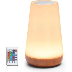 HTUTWOO Touch Lamp Night Light for Kids Bedside Table Lamp Rechargeable Dimmable Remote Control And Timing Function Warm Light & Color Changing RGB