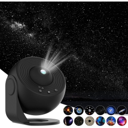 HTUTWOO Star Projector, Planetarium Projector for Bedroom Ultra Clear Galaxy Night Light \w 4K Replaceable 12 Galaxy Discs 360 Degree Rotation Real