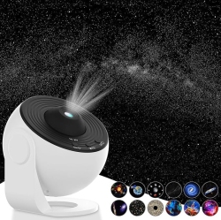 HTUTWOO Star Projector, Planetarium Projector for Bedroom Ultra Clear Galaxy Night Light \w 4K Replaceable 12 Galaxy Discs 360 Degree Rotation Real