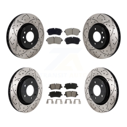 TRANSIT AUTO Front Rear Drilled Slot Disc Brake Rotor & Ceramic Pad Kit for Land Rover Discovery Range Kdc-101213