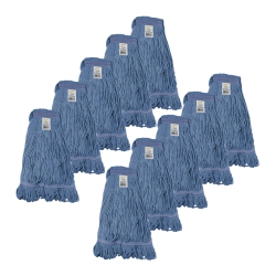 ATTAX Pack Of 10 Synthetic String Mop Heads, Looped End, Blue, Pro