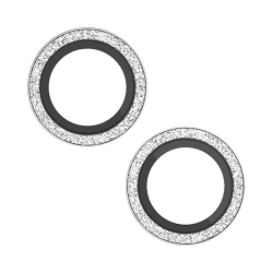 BODYGUARDZ Glitter Pure 3 Tempered Glass Camera Protector - Iphone 15/15 Plus In Silver