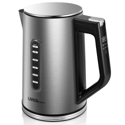 LIVINGBASICS 1500W Electric Stainless Steel Kettle, 1.7L Fast Boil \w Lcd Display And 6 Temperature Presets, Auto Shut Off And Boil Dry Protection