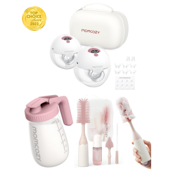 MOMCOZY M5 Double Breast Pump & Bottle Brush Set & Baby Nasal Aspirator, Baby Shower Gift