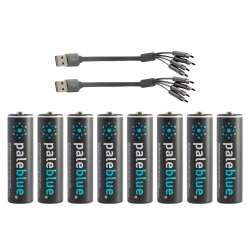 PALE BLUE USB Rechargeable Aa Batteries By Pale – Lithium Ion 1.5V 1700Mah, Fast Charging With Led Charge Indicators (8 Pack)