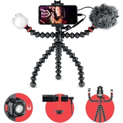 JOBY Gorillapod Mobile Vlogging Kit (Smartphone Rig, Wavo Mobile Mic, Beamo Mini Led Light) Flexible Tripod, Phone Holder, Microphone, Light
