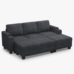 BELFFIN 3 Seater Modular Chenille Sleeper Sofa