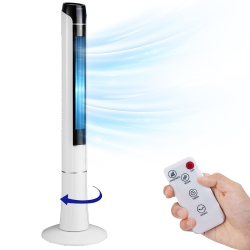 COSTWAY 48" Tower Fan \w Remote Control, Portable Standing Floor Fan \w 80˚ Oscillating, 15H Timer, 3 Modes And 3 Speeds, Quiet Bladeless Fan For