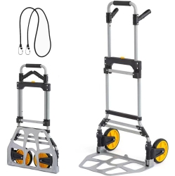 STANZ Folding Hand Truck, 330 Lbs Load Capacity, Aluminum Portable Cart, Convertible Hand Truck And Dolly \w Telescoping Handle And Rubber Wheels
