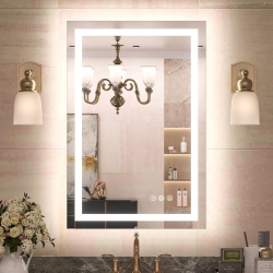 NIERBO Led Bathroom Mirror \w Lights 24 X 36 Frontlit & Backlit Vanity Mirror Anti Fog Stepless Dimmable 3 Colors White/warm/natural, Double Lights
