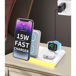 YOULIGHTS 4 In 1 Wireless Charging Station for Apple Iphone 11 12 13 14 15, Galaxy S9 10 21 22 23, Apple Watch 2 3 4 5 6 7 Se, Airpods