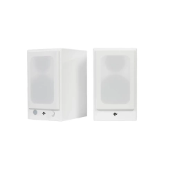 KIN BY TOTEM Play Mini Bluetooth Powered Bookshelf Speakers (Satin Pair) In White