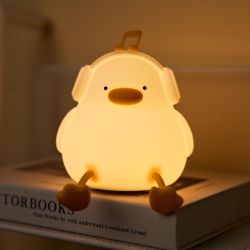 HTUTWOO Cute Music Duck Night Light, Adorable Touch Night Lamp Silicone Dimmable Led Nightlight for Nursery Rechargeable Bedside Night Lights For