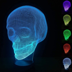 HTUTWOO Skull 3D Lamp Optical Illusion Night Light, 16 Colors Changing Remote Control Death Model Birthday Gift Idea for Fan Xmas Valentine's Day