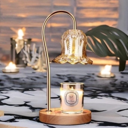 HTUTWOO Candle Warmer Lamp \w Timer, Electric Candle Lamp Warmer \w 2 Bulbs, Dimmable Vintage Flower Lamp, Suitable for Small And Large Jar Candles