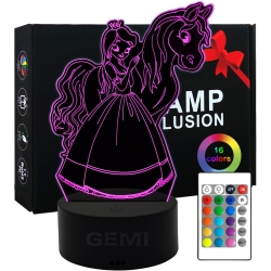 HTUTWOO Unicorn Night Light for Girls, 3D Illusion Unicorn Lamp 16 Colors Changing \w Remote Control, Unicorn Light Bedroom Decor, Unicorn Toys For