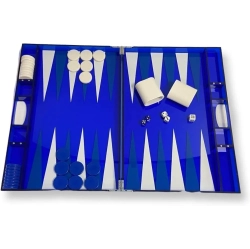 ULTIMAXX Lucite Acrylic Backgammon Set 18" Large Premium Board And Pieces (Clear Blue)