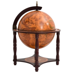 VIDAXL Globe Bar Wine Stand Solid Wood Eucalyptus In Brown