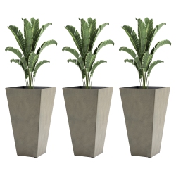OUTSUNNY 28" Tall Planters for Outdoor Plants \w Drainage Hole, Set Of 3 Taper Indoor Outdoor Planters, Large Plastic Garden Flower Pots for Porch