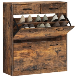 HOMCOM Narrow Shoe Cabinet for Entryway Hallway, Shoe Storage Cabinet \w 2 Flip Drawers, 2 Slide Out Drawers And Adjustable Shelves for 12 Pairs Of