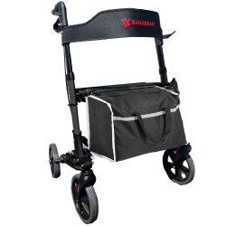 BANGERAN 8 Kg Light Rollator Walker \w Seat for Seniors, Foldable Mobility Rollator \w 20Cm Falt-Free Wheels, Durable Aluminum Frame, Large Storage