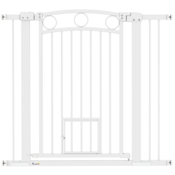 PAWHUT 30"-41" Wide Dog Gate, 38" Extra Tall Pet Gate \w Cat Door, Includes 2.8" And 5.5" Extension Kits, Pressure Mounted Stair Gate for Doorways