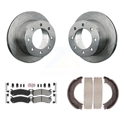 TRANSIT AUTO Rear Disc Rotors Semi-Metallic Pads & Parking Brake Shoes Kit for Gmc Sierra 3500 Classic K8A-108258