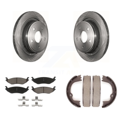 CMX Rear Disc Rotors Ceramic Pads Parking Shoes Kit for Ram 1500 Classic Dodge Chrysler Aspen K8C-103886