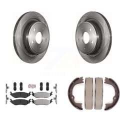 TRANSIT AUTO Rear Disc Rotors Semi-Metallic Pads Parking Shoes Kit for Ram 1500 Classic Dodge Chrysler K8A-108165