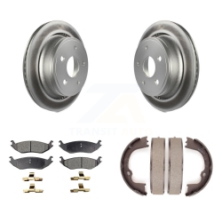 TRANSIT AUTO Rear Disc Coated Rotors Ceramic Pads & Parking Shoes Kit for Ram 1500 Classic Dodge Aspen Kgt-103915