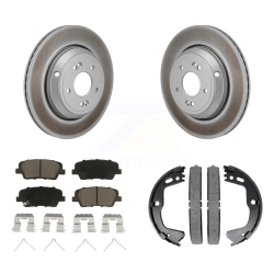 TRANSIT AUTO Rear Disc Coated Rotors Ceramic Pads And Parking Shoes Kit for 2018-2020 Genesis G80 3.3L Kgc-102935