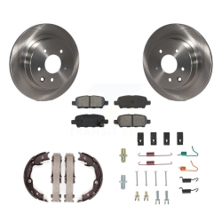 TRANSIT AUTO Rear Disc Rotors Semi-Metallic Pads Parking Shoes Hardware Kit for Nissan Rogue Leaf Juke K8S-104719